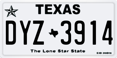 TX license plate DYZ3914