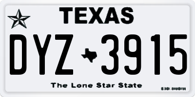 TX license plate DYZ3915