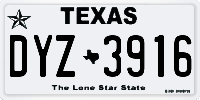 TX license plate DYZ3916