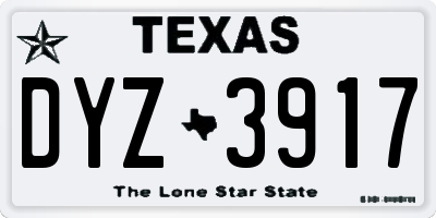 TX license plate DYZ3917