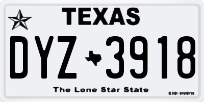 TX license plate DYZ3918
