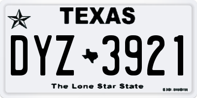 TX license plate DYZ3921