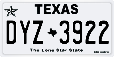 TX license plate DYZ3922