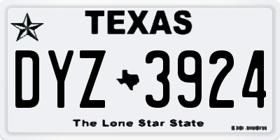 TX license plate DYZ3924