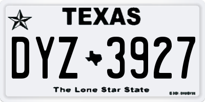 TX license plate DYZ3927