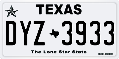 TX license plate DYZ3933