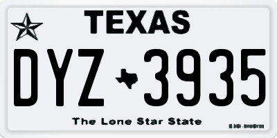 TX license plate DYZ3935
