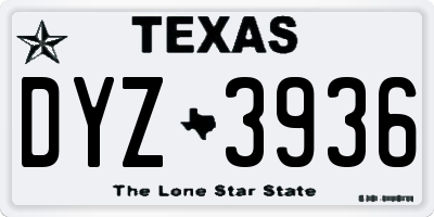 TX license plate DYZ3936