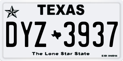 TX license plate DYZ3937