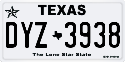 TX license plate DYZ3938