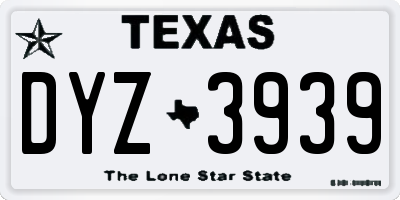 TX license plate DYZ3939