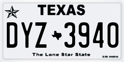 TX license plate DYZ3940