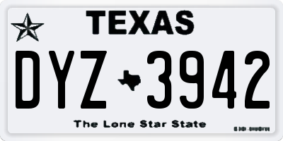 TX license plate DYZ3942