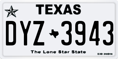 TX license plate DYZ3943