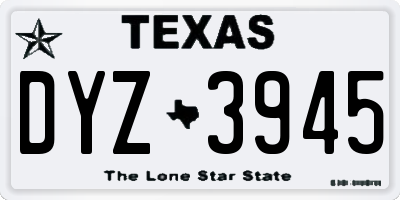 TX license plate DYZ3945