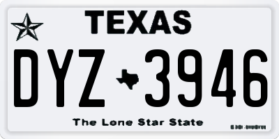 TX license plate DYZ3946