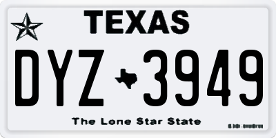 TX license plate DYZ3949