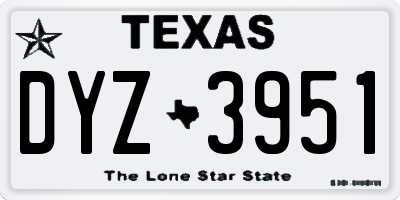 TX license plate DYZ3951