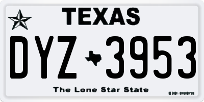 TX license plate DYZ3953