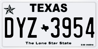 TX license plate DYZ3954