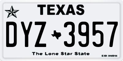 TX license plate DYZ3957