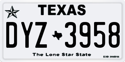 TX license plate DYZ3958