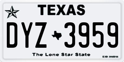 TX license plate DYZ3959