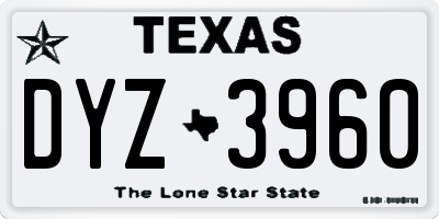 TX license plate DYZ3960