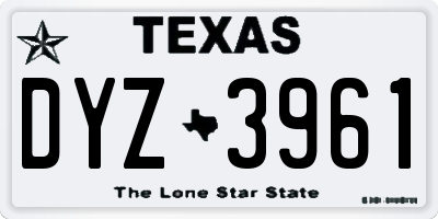 TX license plate DYZ3961