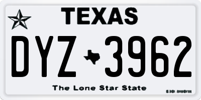 TX license plate DYZ3962