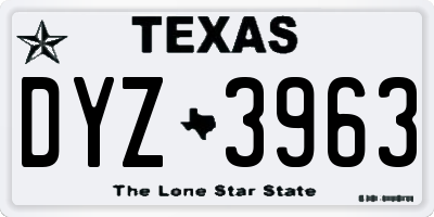 TX license plate DYZ3963