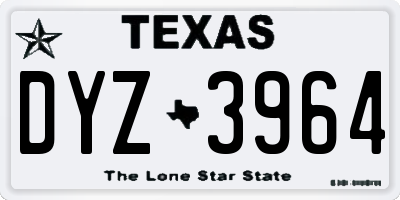 TX license plate DYZ3964