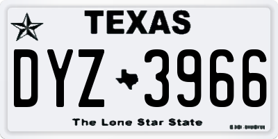 TX license plate DYZ3966