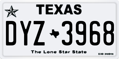 TX license plate DYZ3968