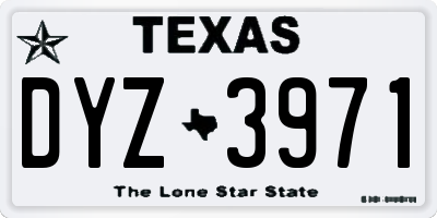 TX license plate DYZ3971