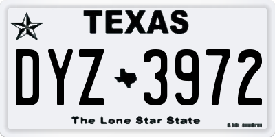 TX license plate DYZ3972