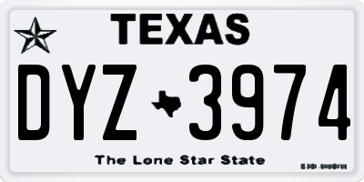TX license plate DYZ3974