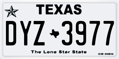 TX license plate DYZ3977