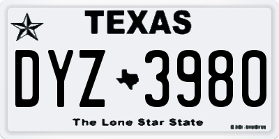 TX license plate DYZ3980