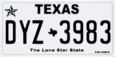TX license plate DYZ3983