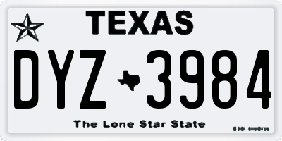 TX license plate DYZ3984