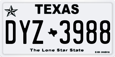 TX license plate DYZ3988