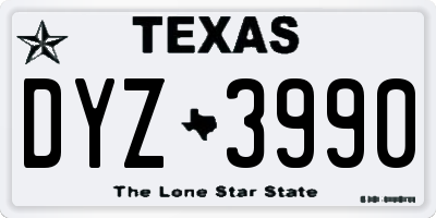 TX license plate DYZ3990