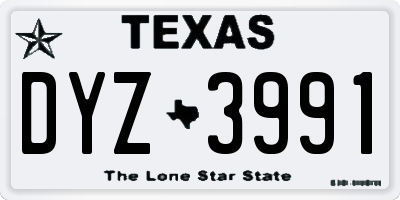 TX license plate DYZ3991