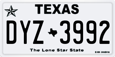 TX license plate DYZ3992