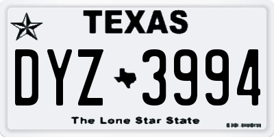TX license plate DYZ3994
