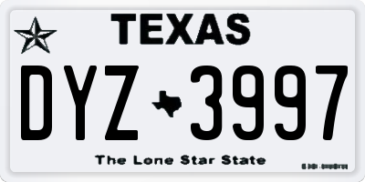 TX license plate DYZ3997