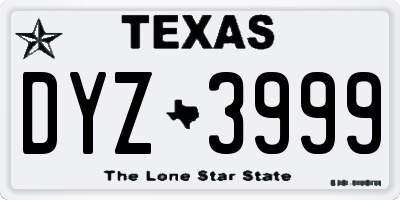TX license plate DYZ3999