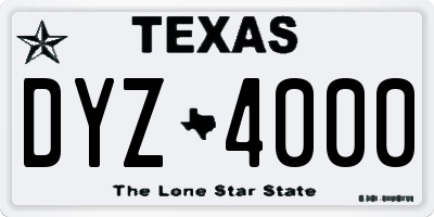 TX license plate DYZ4000
