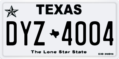TX license plate DYZ4004